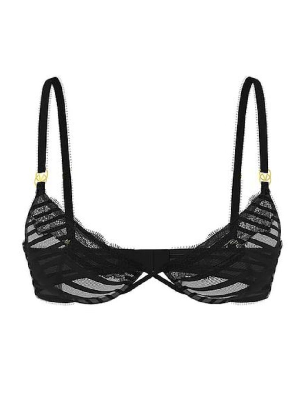 New! Victoria’s Secret Black Tease Unlined Stripe Demi Bra 34DDD 34531